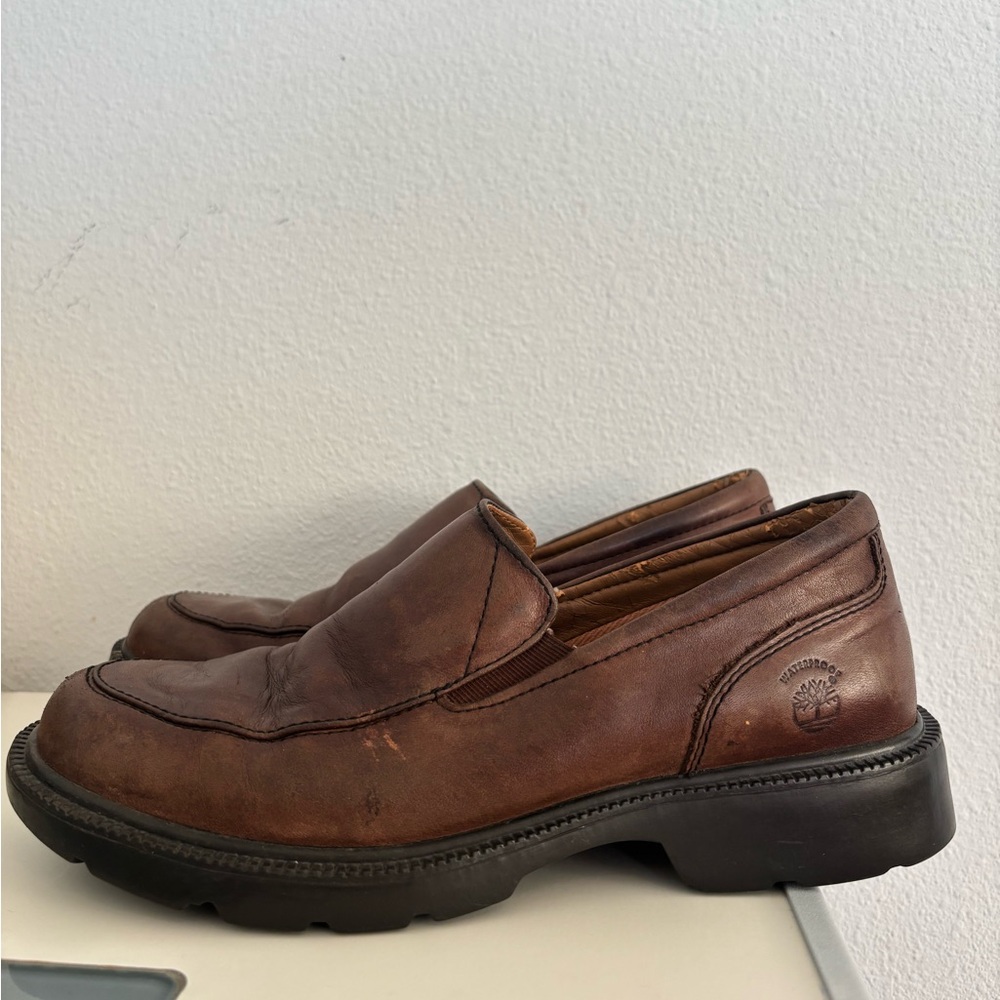 TIMBERLAND SMART COMFORT LEATHER SLIP ON PLATFORM CLOGS SZ 8